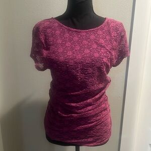 Free People Intimately scrunched lace tee . Rose in color . Scrunched waist .